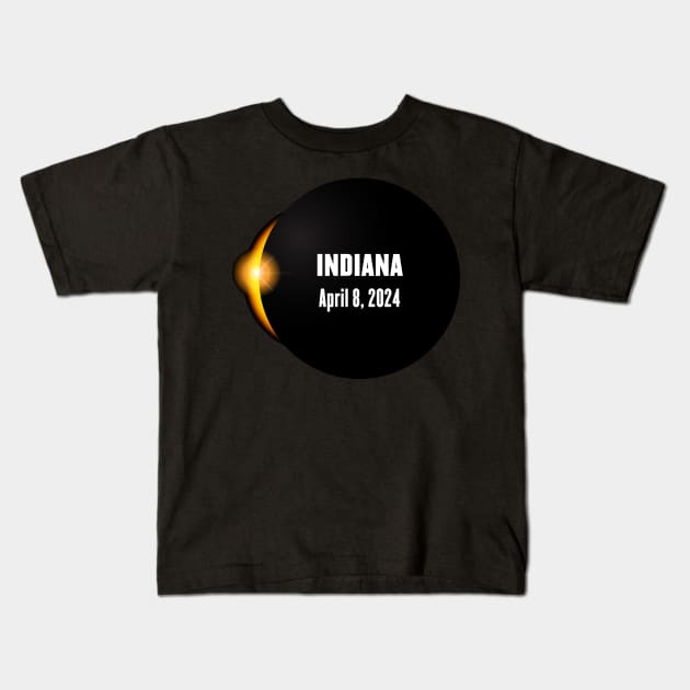 Total Solar Eclipse Indiana 2024 Kids T-Shirt by Rocky Ro Designs